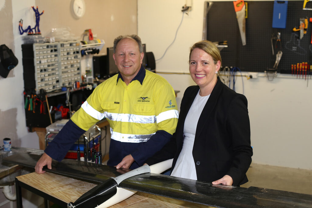 V-TOL Aerospace Managing Director Mark Xavier with Li-S Energy CFO Sarah Price